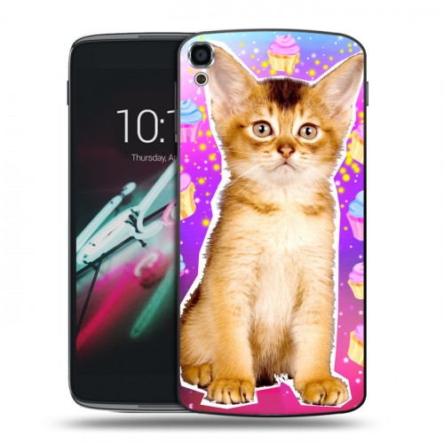 Дизайнерский пластиковый чехол для Alcatel One Touch Idol 3 (5.5) Космик кошки
