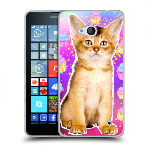 Дизайнерский пластиковый чехол для Microsoft Lumia 640 Космик кошки