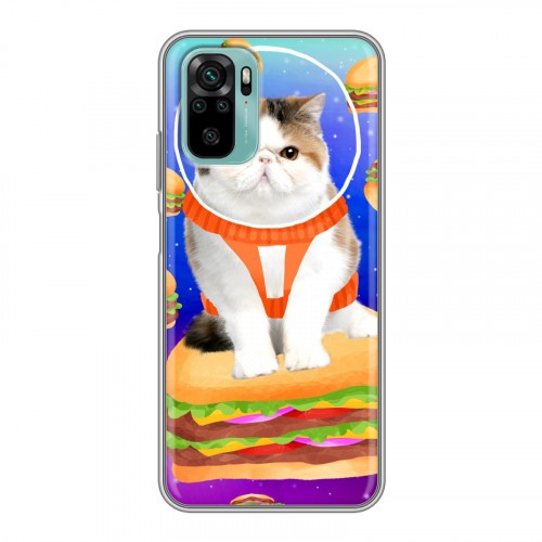 Дизайнерский силиконовый чехол для Xiaomi RedMi Note 10 Космик кошки