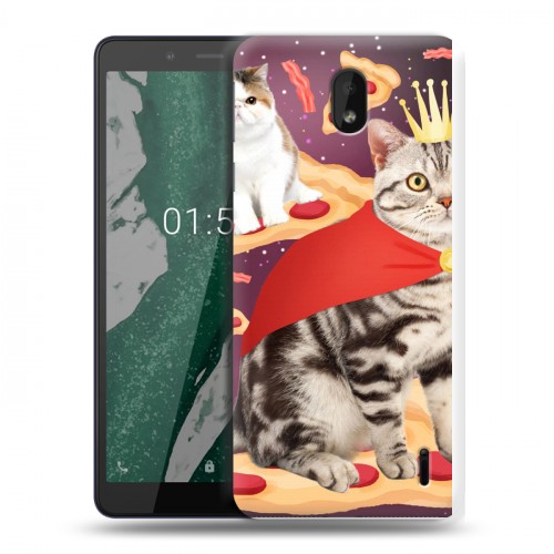 Дизайнерский силиконовый чехол для Nokia 1 Plus Космик кошки
