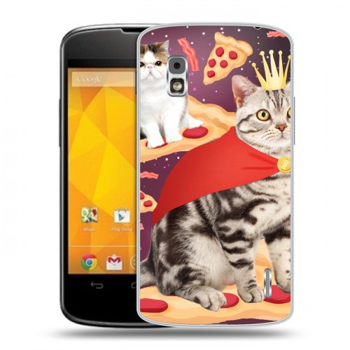 Дизайнерский пластиковый чехол для LG Google Nexus 4 Космик кошки