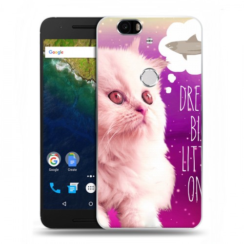 Дизайнерский силиконовый чехол для Google Huawei Nexus 6P Космик кошки