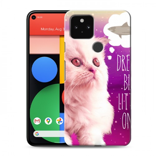 Дизайнерский пластиковый чехол для Google Pixel 5 Космик кошки