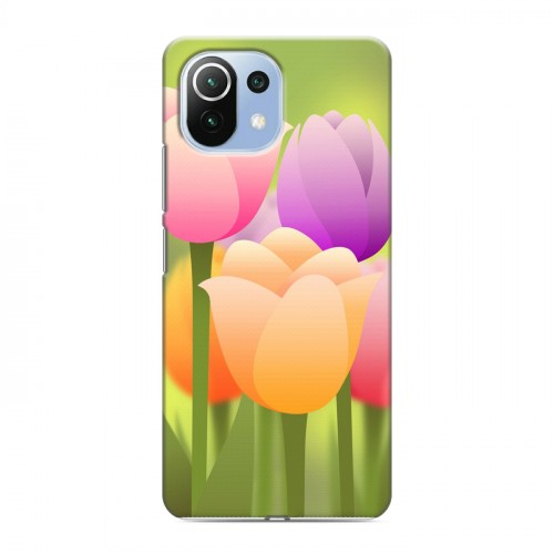Дизайнерский силиконовый с усиленными углами чехол для Xiaomi Mi 11 Lite Романтик цветы