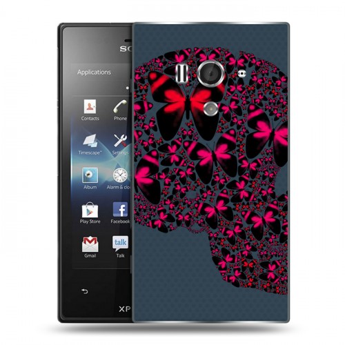 Дизайнерский пластиковый чехол для Sony Xperia acro S Текстурные черепа