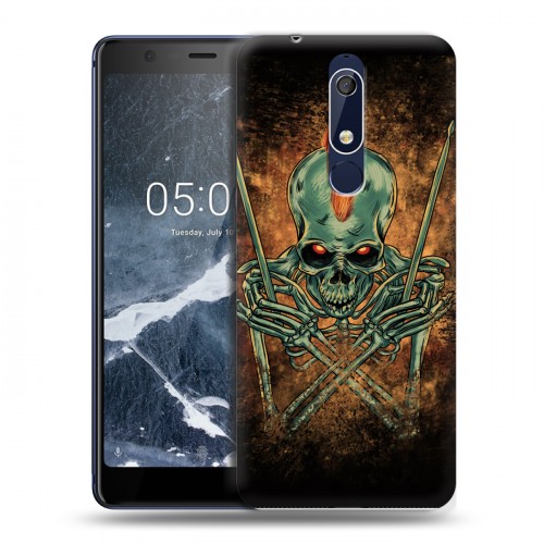 Дизайнерский пластиковый чехол для Nokia 5.1 Рок черепа