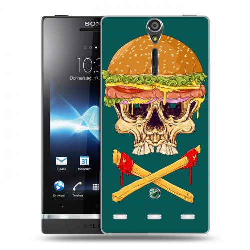 Дизайнерский пластиковый чехол для Sony Xperia S Фастфуд черепа