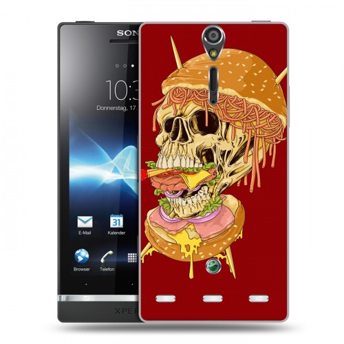 Дизайнерский пластиковый чехол для Sony Xperia S Фастфуд черепа