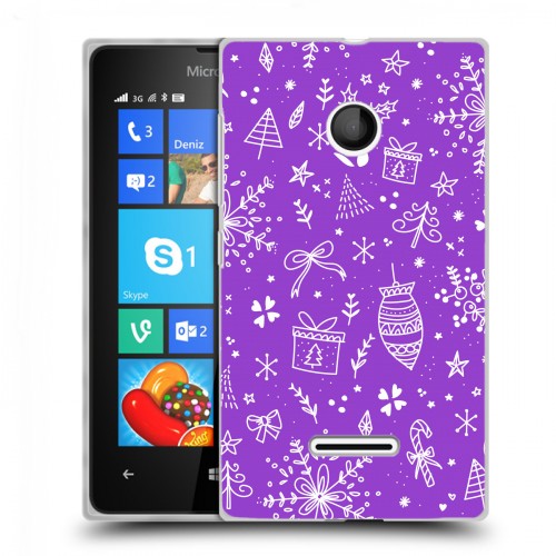 Дизайнерский пластиковый чехол для Microsoft Lumia 435 Новогодние паттерны