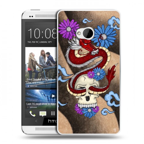Дизайнерский пластиковый чехол для HTC One (M7) Dual SIM Японские тату