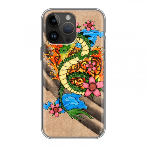 Дизайнерский силиконовый с усиленными углами чехол для Iphone 14 Pro Max Японские тату