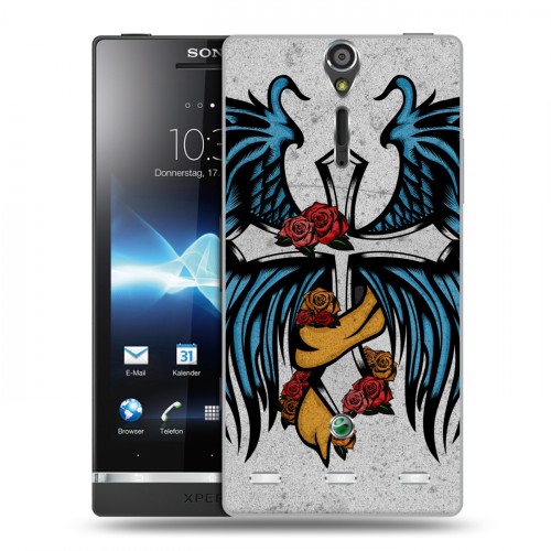 Дизайнерский пластиковый чехол для Sony Xperia S Тату и крылья