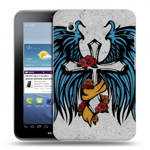 Дизайнерский силиконовый чехол для Samsung Galaxy Tab 2 7.0 Тату и крылья