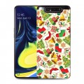 Дизайнерский пластиковый чехол для Samsung Galaxy A80 Новогодние паттерны