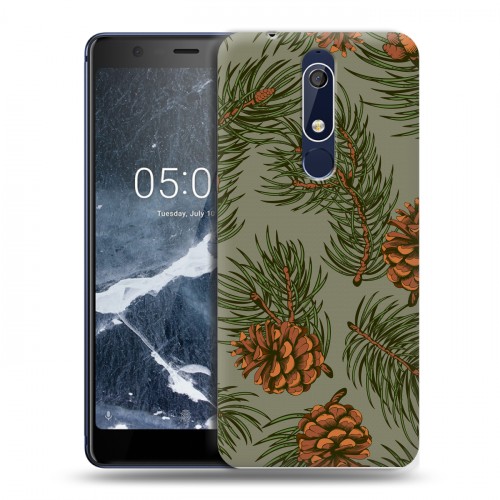 Дизайнерский пластиковый чехол для Nokia 5.1 Новогодние паттерны