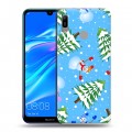 Дизайнерский пластиковый чехол для Huawei Y6 (2019) Новогодние паттерны