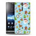 Дизайнерский пластиковый чехол для Sony Xperia S Новогодние паттерны