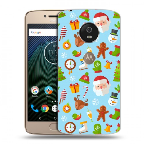 Дизайнерский пластиковый чехол для Motorola Moto G5s Новогодние паттерны