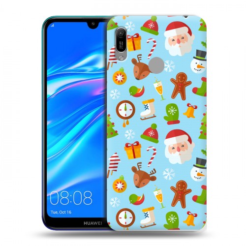 Дизайнерский пластиковый чехол для Huawei Y6 (2019) Новогодние паттерны