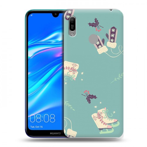 Дизайнерский пластиковый чехол для Huawei Y6 (2019) Новогодние паттерны