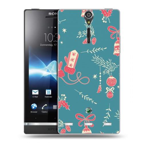 Дизайнерский пластиковый чехол для Sony Xperia S Новогодние паттерны