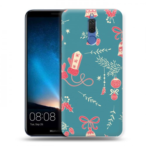 Дизайнерский пластиковый чехол для Huawei Nova 2i Новогодние паттерны