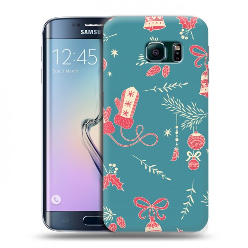 Дизайнерский пластиковый чехол для Samsung Galaxy S6 Edge Новогодние паттерны