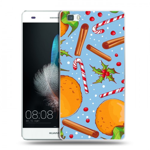 Дизайнерский пластиковый чехол для Huawei P8 Lite Новогодние паттерны