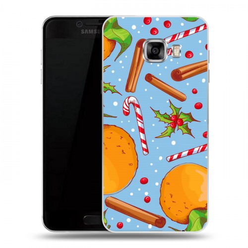 Дизайнерский пластиковый чехол для Samsung Galaxy C5 Новогодние паттерны