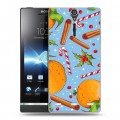 Дизайнерский пластиковый чехол для Sony Xperia S Новогодние паттерны