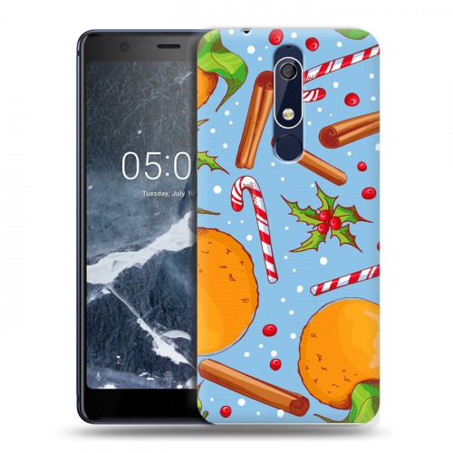 Дизайнерский пластиковый чехол для Nokia 5.1 Новогодние паттерны