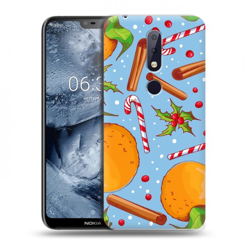 Дизайнерский пластиковый чехол для Nokia 6.1 Plus Новогодние паттерны