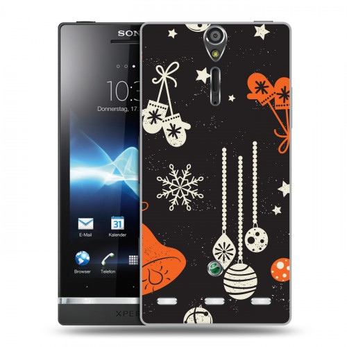 Дизайнерский пластиковый чехол для Sony Xperia S Новогодние паттерны