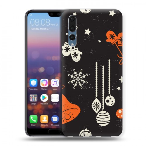 Дизайнерский силиконовый с усиленными углами чехол для Huawei P20 Pro Новогодние паттерны