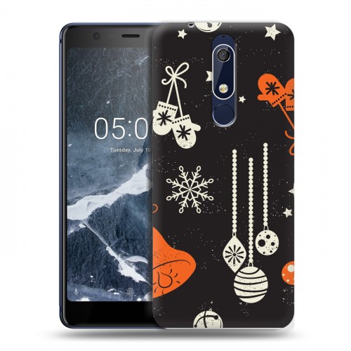 Дизайнерский пластиковый чехол для Nokia 5.1 Новогодние паттерны