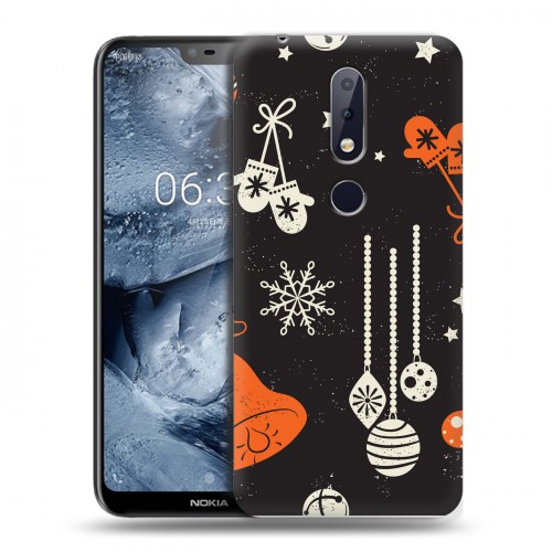 Дизайнерский силиконовый чехол для Nokia 6.1 Plus Новогодние паттерны