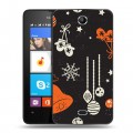 Дизайнерский силиконовый чехол для Microsoft Lumia 430 Dual SIM Новогодние паттерны