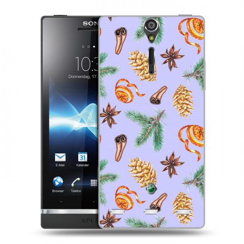 Дизайнерский пластиковый чехол для Sony Xperia S Новогодние паттерны