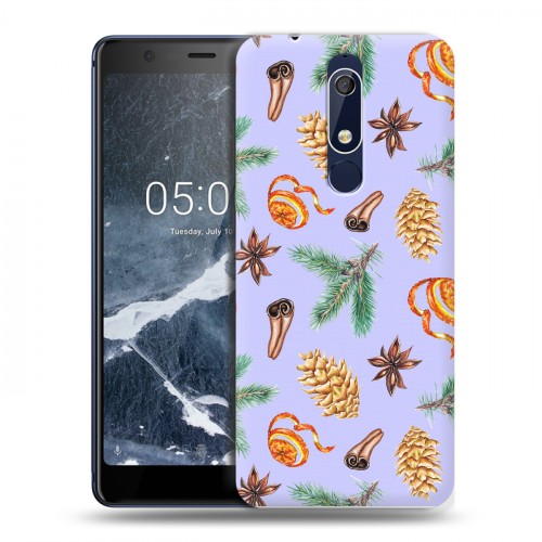 Дизайнерский пластиковый чехол для Nokia 5.1 Новогодние паттерны