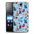 Дизайнерский пластиковый чехол для Sony Xperia TX Новогодние паттерны