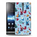 Дизайнерский пластиковый чехол для Sony Xperia S Новогодние паттерны