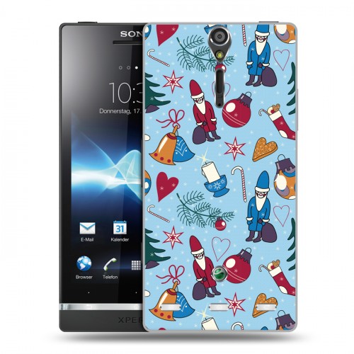 Дизайнерский пластиковый чехол для Sony Xperia S Новогодние паттерны