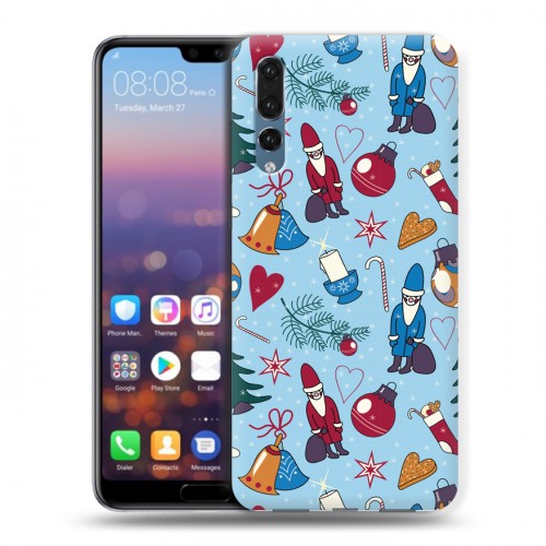 Дизайнерский силиконовый с усиленными углами чехол для Huawei P20 Pro Новогодние паттерны