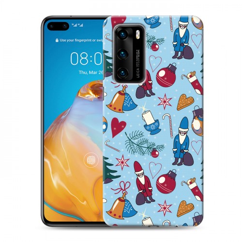 Дизайнерский пластиковый чехол для Huawei P40 Новогодние паттерны