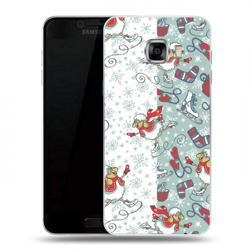 Дизайнерский пластиковый чехол для Samsung Galaxy C5 Новогодние паттерны