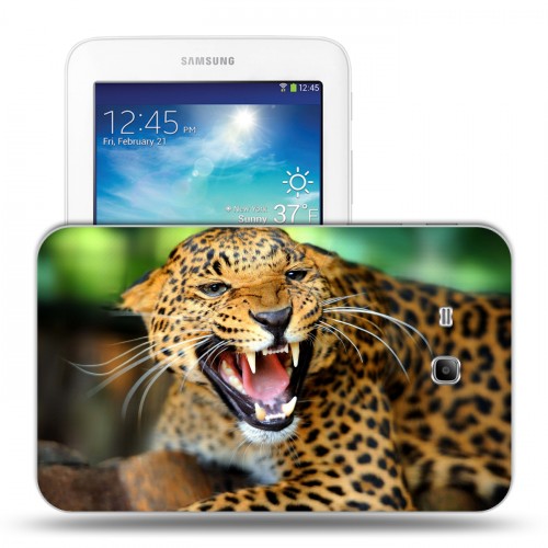 Дизайнерский силиконовый чехол для Samsung Galaxy Tab 3 Lite Леопард