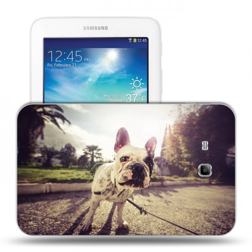 Дизайнерский силиконовый чехол для Samsung Galaxy Tab 3 Lite Щенки