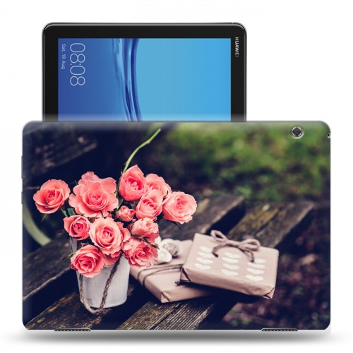 Дизайнерский силиконовый с усиленными углами чехол для Huawei MediaPad T5 Розы