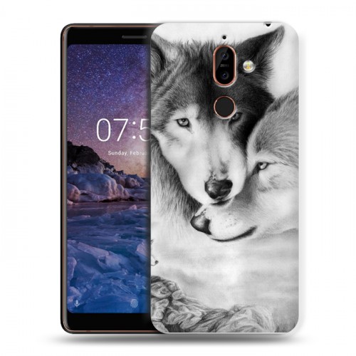 Дизайнерский пластиковый чехол для Nokia 7 Plus Волки