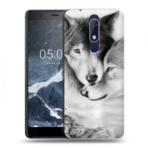 Дизайнерский пластиковый чехол для Nokia 5.1 Волки